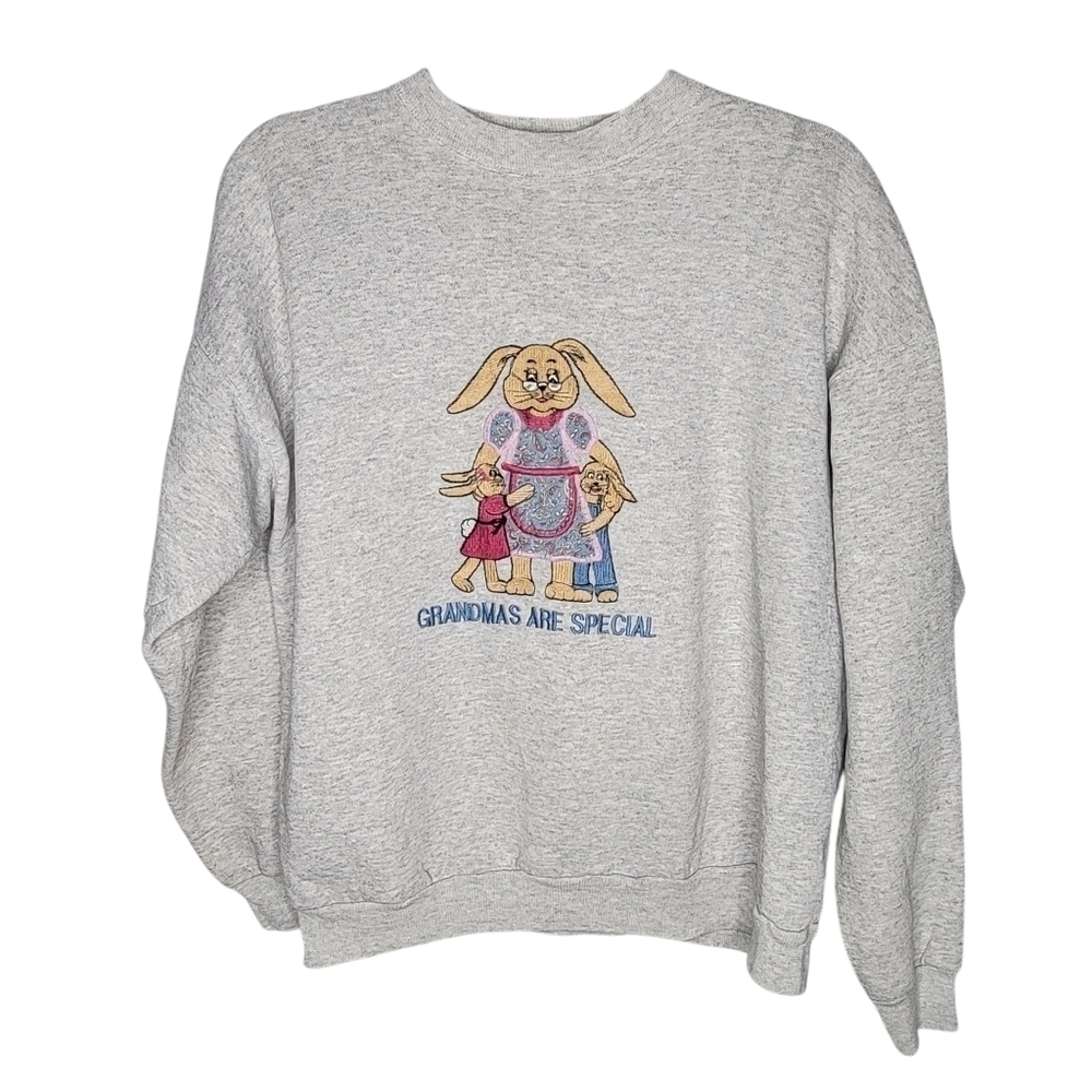 Vintage 90s Grandmas Are Special Crewneck Sweatshirt in Grey Size Large